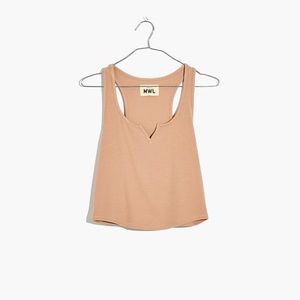 Madewell MWL Ribbed Split-Neck Crop Tank
